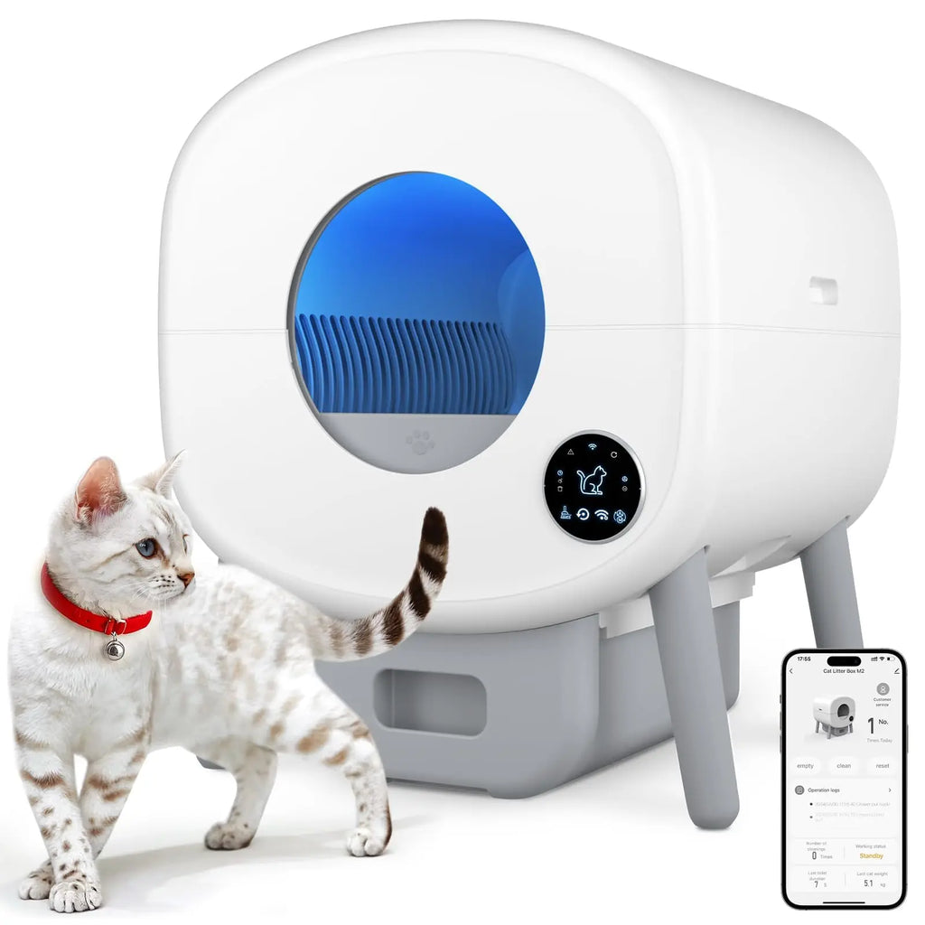 Smart Self Cleaning Cat Litter Box, Large Capacity Automatic Cat Litter Box with App Control & Safety Protection