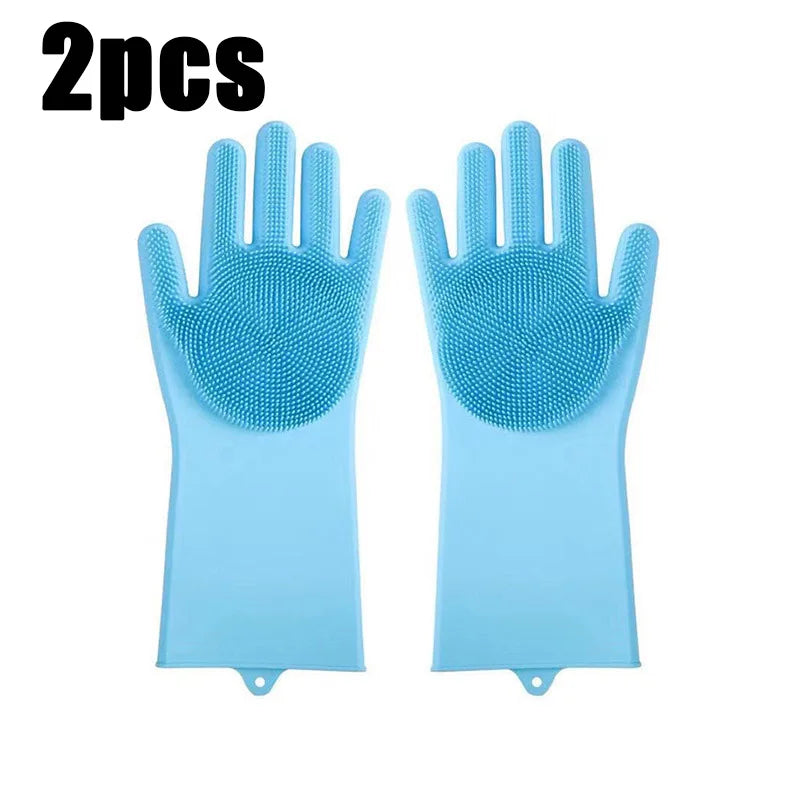 Pet Bathing Glove - Silicone Scrubber Mitt for Dogs & Cats, Massage & Deshedding, Waterproof, Bite-Resistant (Blue)