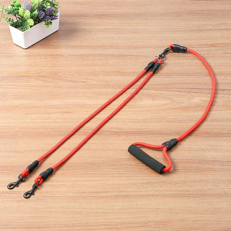 Pet Dog Leash Nylon Rope Double Dogs Leash 2 Way Coupler Walk Two and More