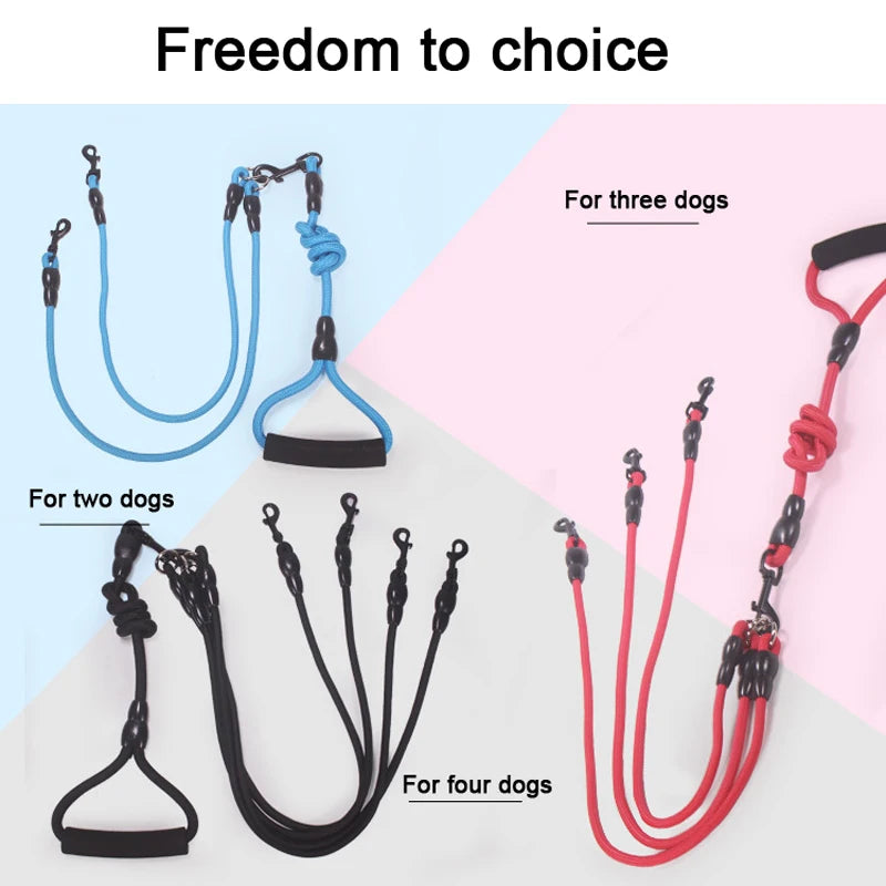 Pet Dog Leash Nylon Rope Double Dogs Leash 2 Way Coupler Walk Two and More