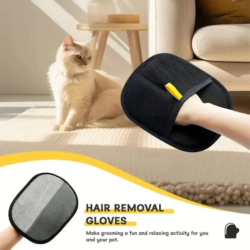Static Pet Hair Removal Gloves - Grooming & Deshedding Gloves for Dogs Cats - Works on Sofa Carpet Clothes