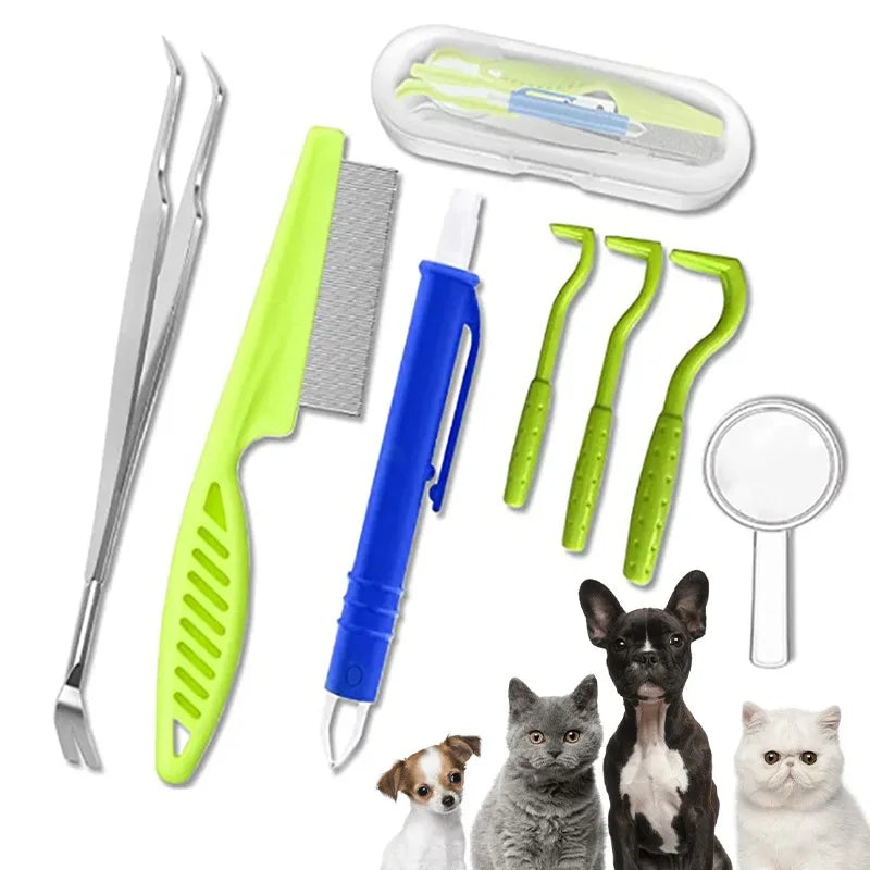 Pet Tick Removal Kit Easy To Use Flea Get Rid of Hook Tweezers Pliers Mite Extractor Dogs Cats
