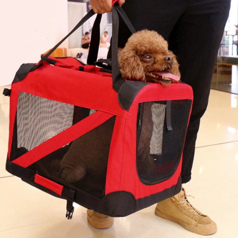 Dog Cage Car Kennel Outing Pet Luggage Car Travel Cage Folding Medium and Large
