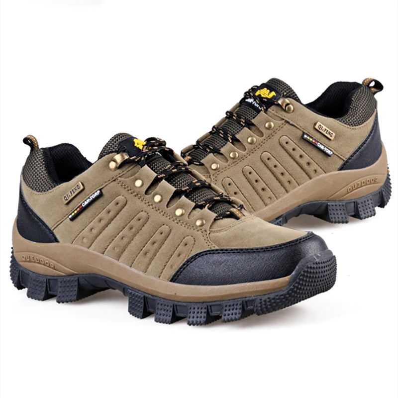 Hiking Shoes Non Slip Mountain Sneakers  Lace Up Retro Leather Shoe Sport Outdoor Trek Men Women Footwear