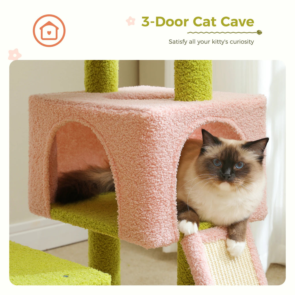 Flower Cat Tree Multi-Level Cat Tower with Sisal Covered Scratching Posts