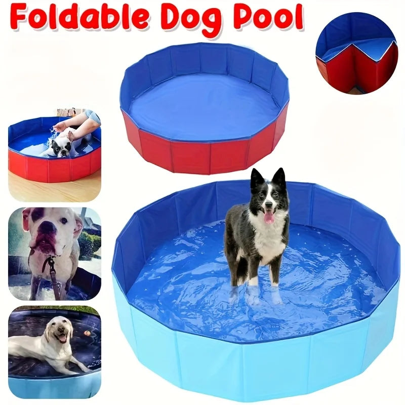 Foldable Outdoor Dog Pool – Portable, Collapsible Swimming Tub for Pets. Easy-Clean,  Pet Bath Basin for Backyard & Travel