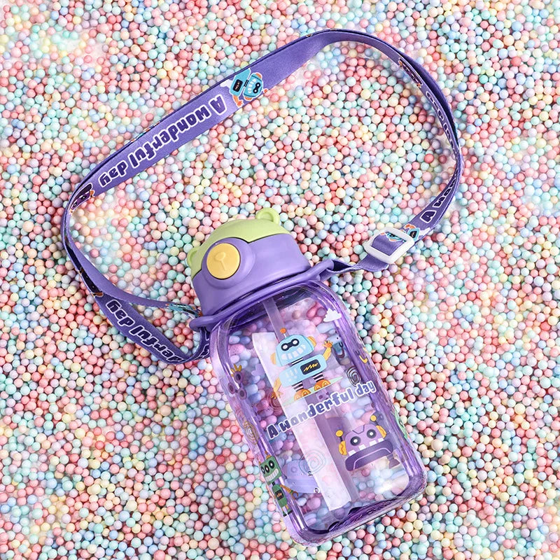 1PC Kids Water Sippy Cup Kids Water Bottle with Straw and Handle