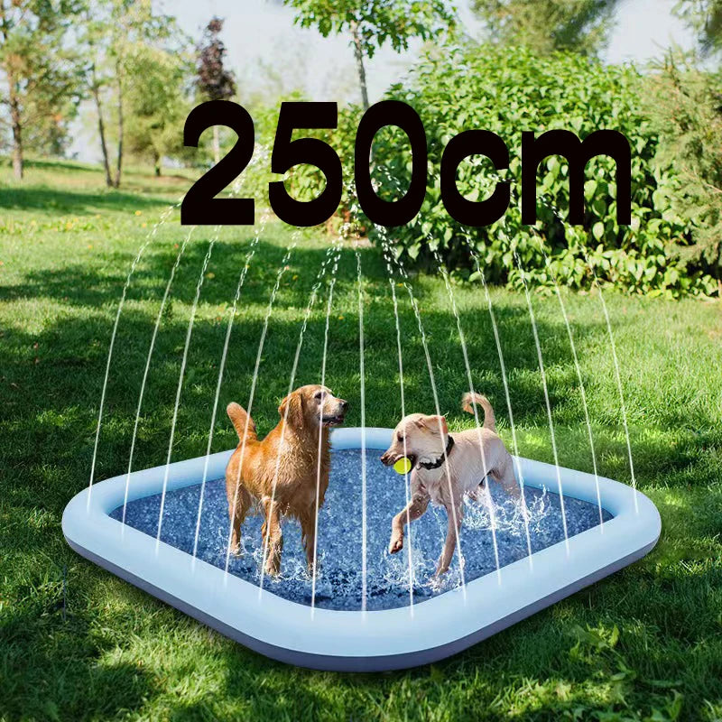 60-97''Summer Outdoor Dog Shower Play pool Inflatable Sprinkler Pad Pet Fountain Foldable