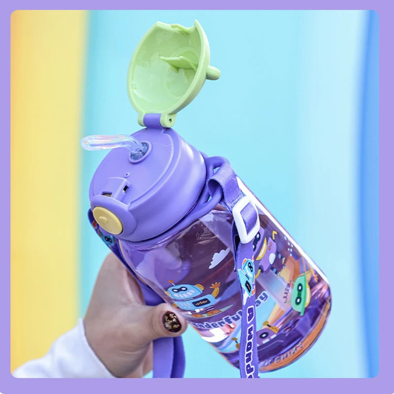 1PC Kids Water Sippy Cup Kids Water Bottle with Straw and Handle