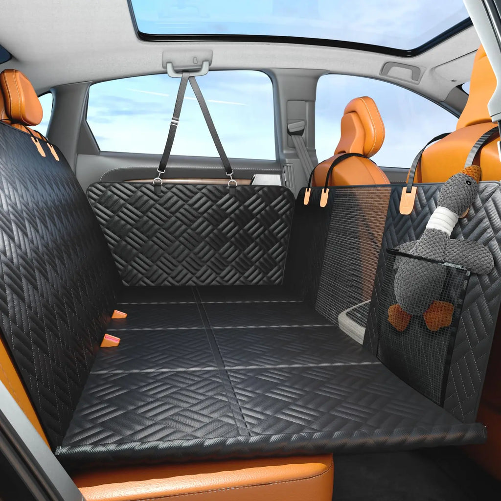 Car Rear Seat Cover, Hard Bottom Rear Seat Extender, Load-Bearing 400 Pounds, 600D Heavy-Duty Anti-Scratch Washable for Cars and Suvs