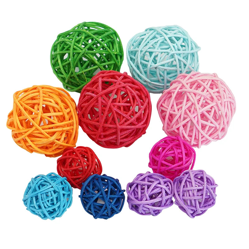 Pet Bird Toys Chewing Toys Bird Rattan Ball Toy Playing Toys 5pcs