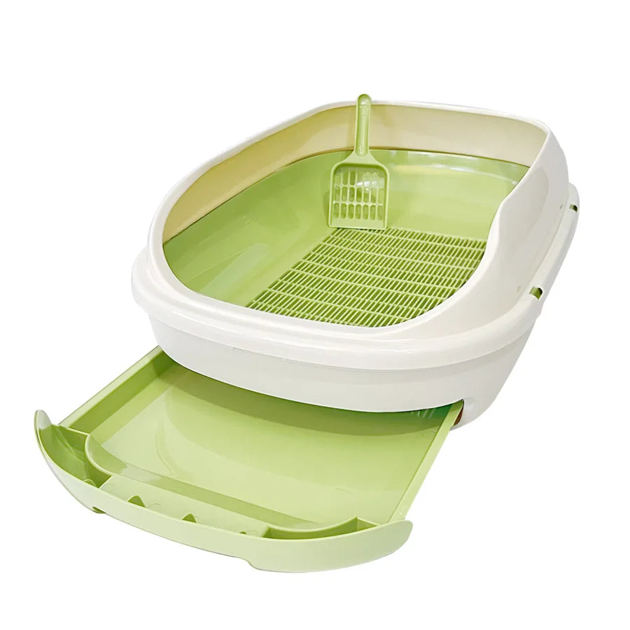 New Semi-closed Grid Drawer Double Cat Litter Pan Easy To Cleaning Extra Large Splash Proof for Pine Litter