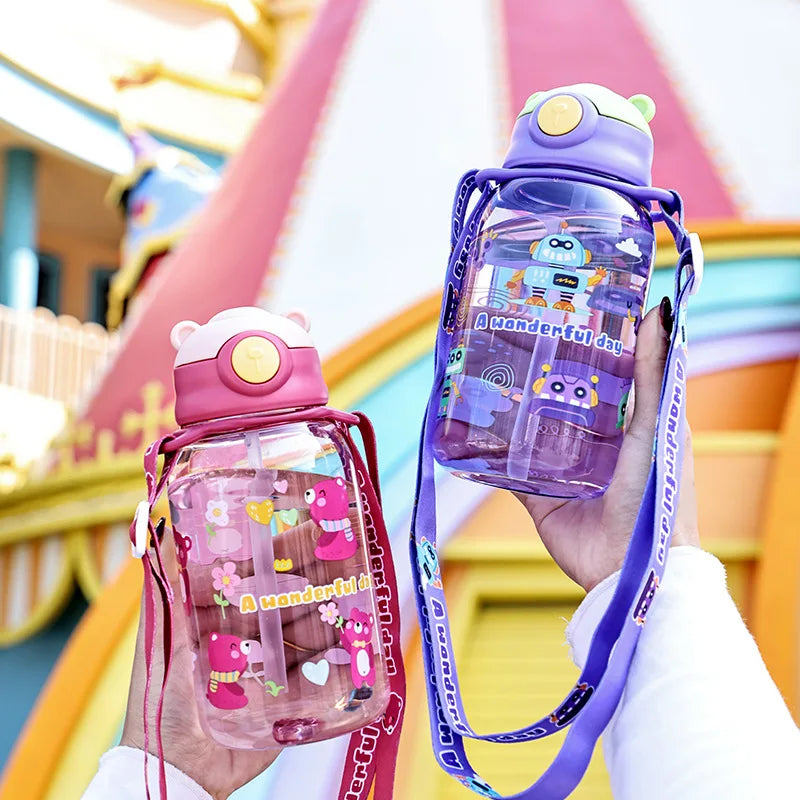 1PC Kids Water Sippy Cup Kids Water Bottle with Straw and Handle