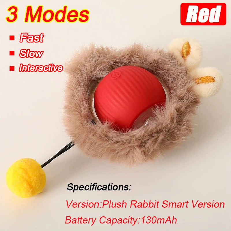 New Cat Interactive Ball Toy Automatic Rolling Ball Faux Tail Rechargeable Smart Pet Electric Toy Dog Cat Training