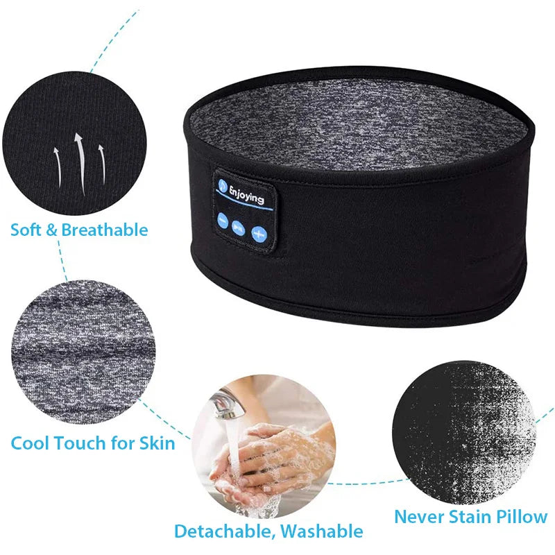 Bluetooth Headband Headphones Wireless Music Sports Hairband Running Fitness Sweatband Earphones Soft Headset