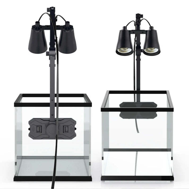 Reptile Terrarium Adjustable Dual-head Lamp Stand Adsorption Removable UVB UVA Lamp Stand Habitat