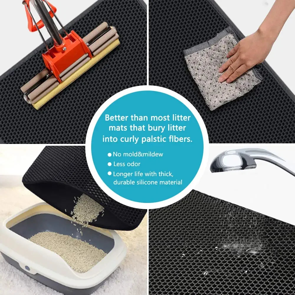Cat Litter Mat With Gift Double Layer Waterproof Litter Box Mat Non-slip Sand Cat Pad Washable