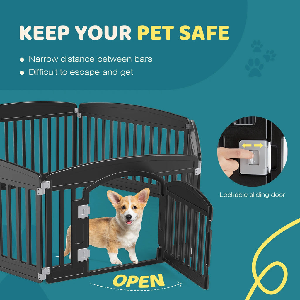JHK Plastic Dog Playpen 6 Panel 24IN Expandable Durable Pet Fence for Medium Dogs Indoor Outdoor Folding Portable
 Playpen