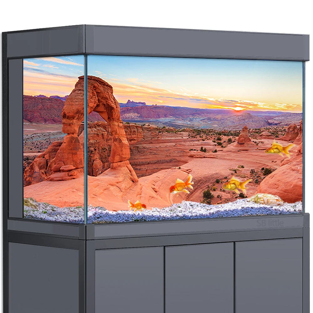 Reptile Habitat Aquarium Background Desert Red Rock 3D HD Printing Wallpaper Fish Tank Backdrop Decorations PVC Landscape Poster