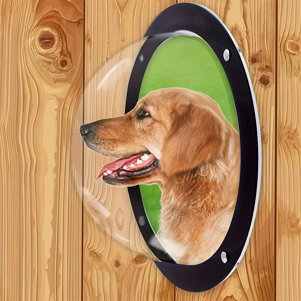 Pet Transparent Viewing Dome, Semi Circular Fence Window for Dogs and Cats, Outdoor Breathable Pet Access Door H0603