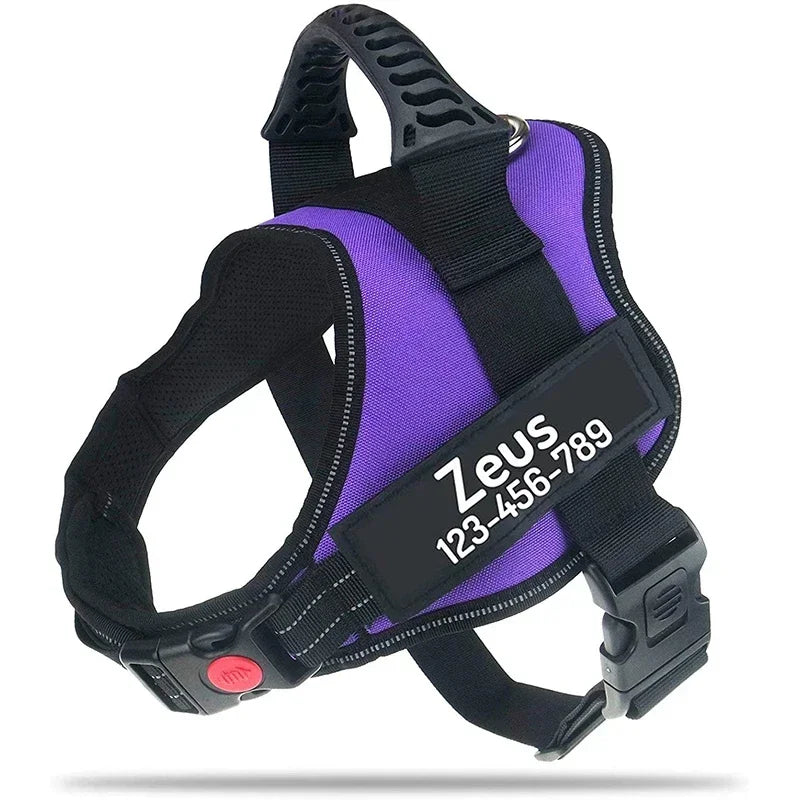 New Dog Harness High Quality Nylon Adjustable Custom ID Dog Name Small Large Dog Vest Harness