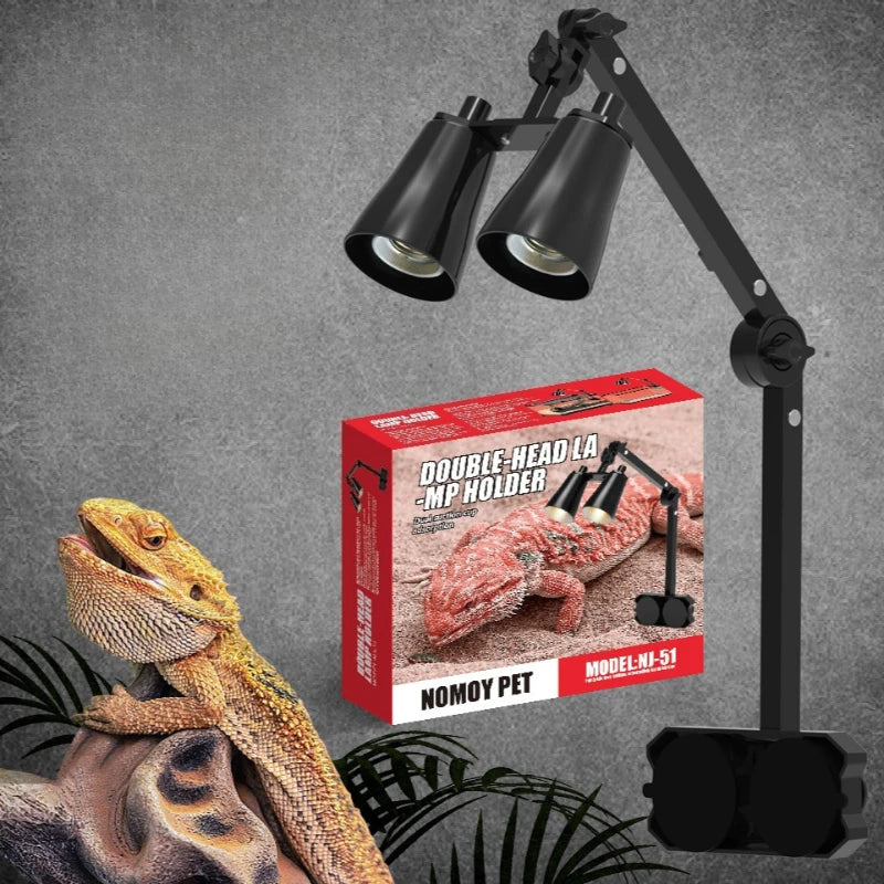 Reptile Terrarium Adjustable Dual-head Lamp Stand Adsorption Removable UVB UVA Lamp Stand Habitat
