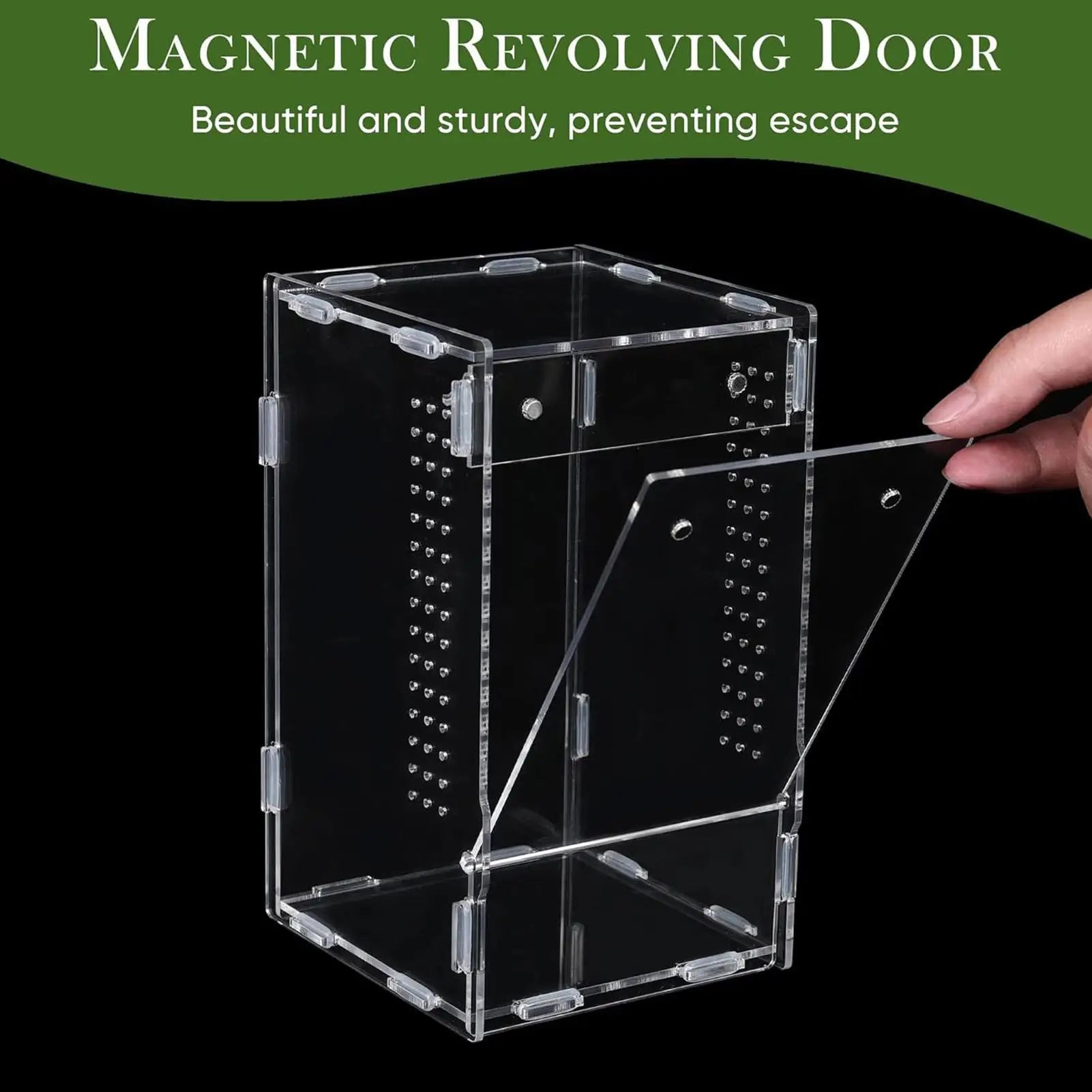 Reptile Enclosure Front Opening Escape Proof Habitat Acrylic Observation Home