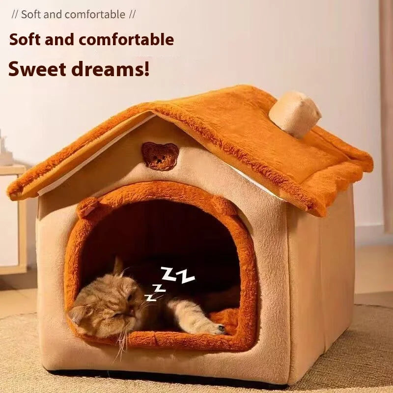 All Season Dog House Style Bed - Removable Washable Pet Bed for Small Dogs  Cat House