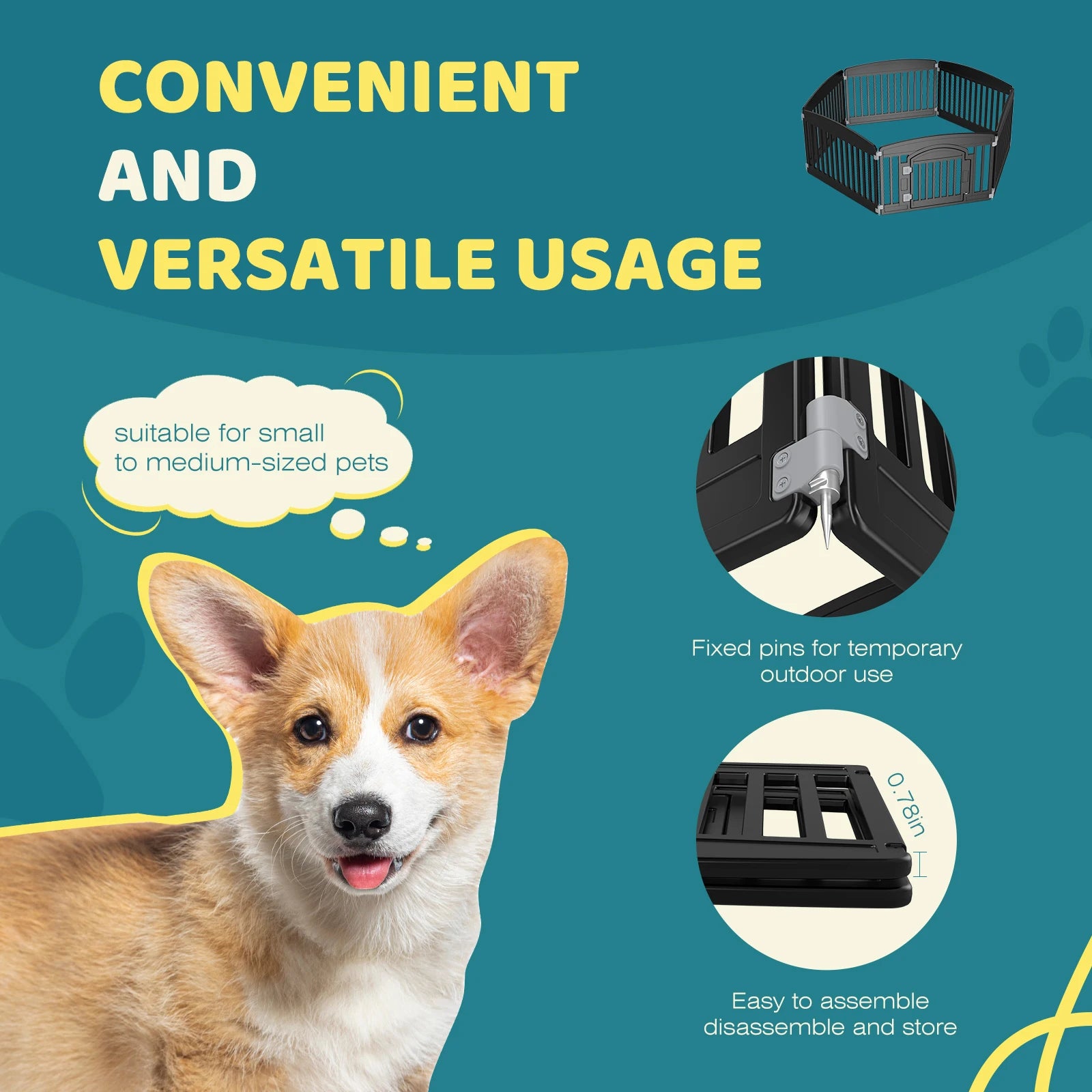 JHK Plastic Dog Playpen 6 Panel 24IN Expandable Durable Pet Fence for Medium Dogs Indoor Outdoor Folding Portable
 Playpen