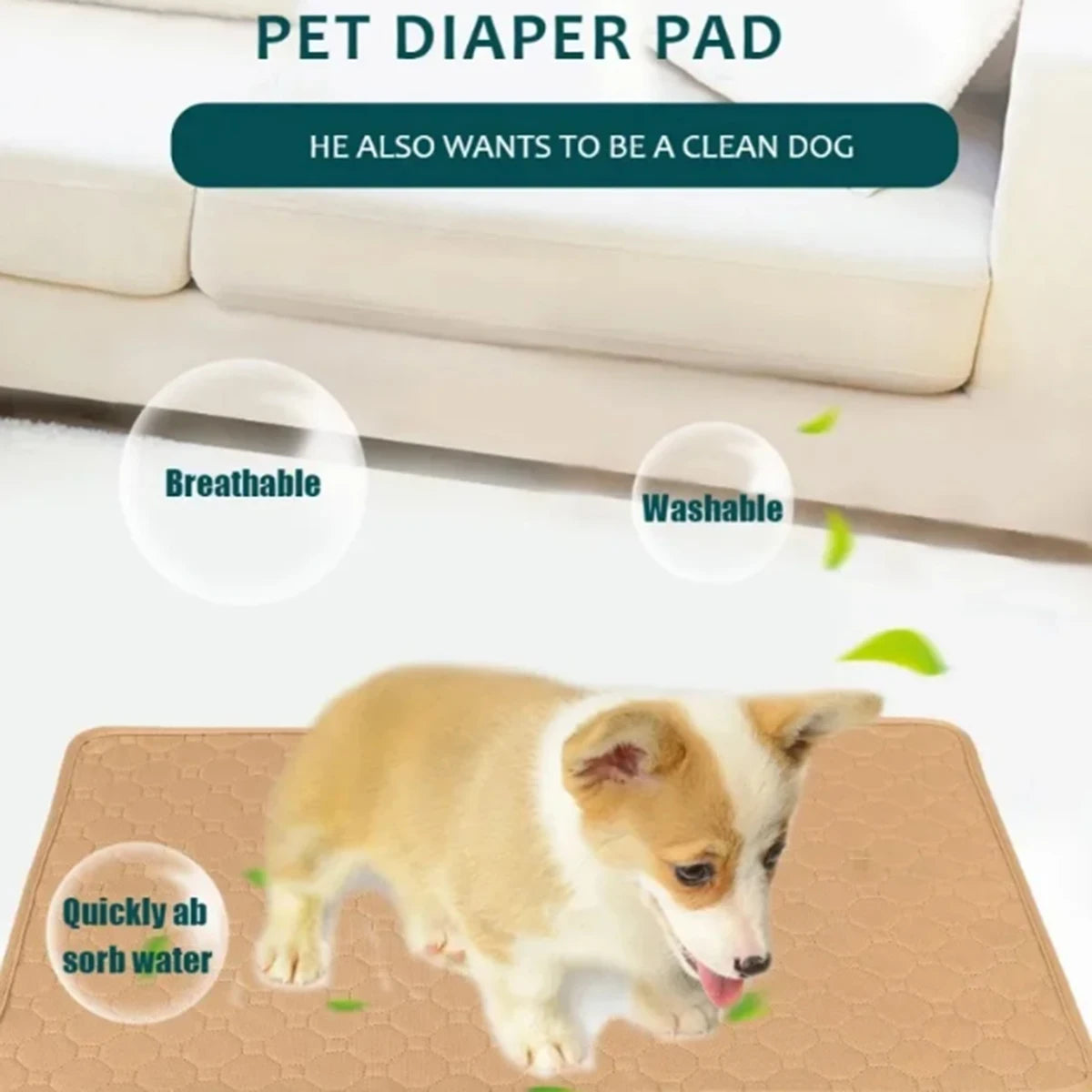 Pee Pad Reusable Washable Dog Urine Mat Car Seat Floor Sofa Waterproof Absorbent Training  Mat
