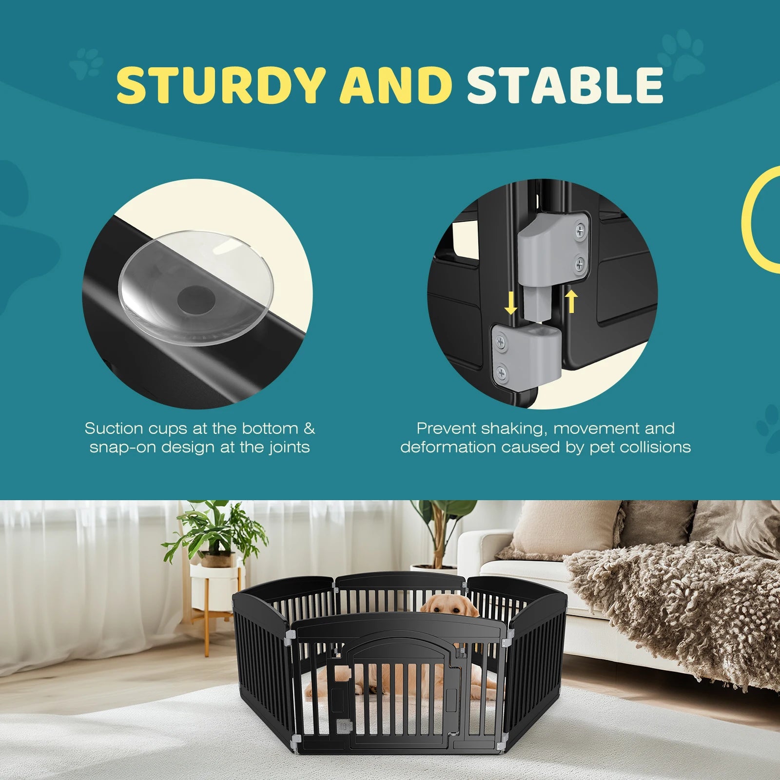 JHK Plastic Dog Playpen 6 Panel 24IN Expandable Durable Pet Fence for Medium Dogs Indoor Outdoor Folding Portable
 Playpen