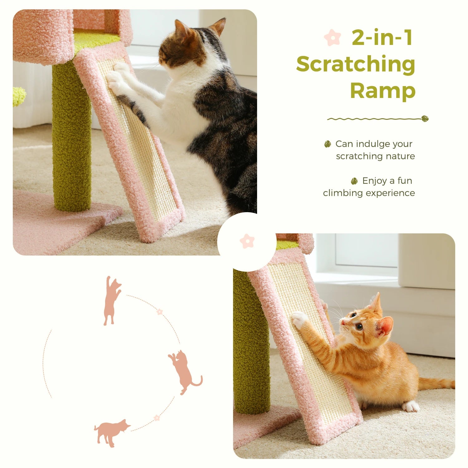 Flower Cat Tree Multi-Level Cat Tower with Sisal Covered Scratching Posts