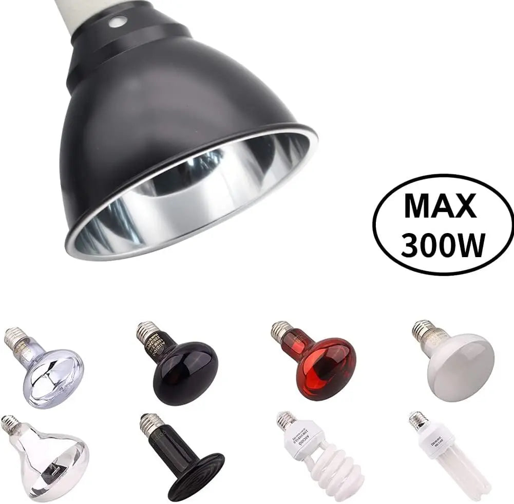 Reptile Pet Heat Lamp Holder Lampshade with Clip for UVA/UVB Bulb 300 Watt Reptile Heating Guard for Lizard Turtle Spider Chick