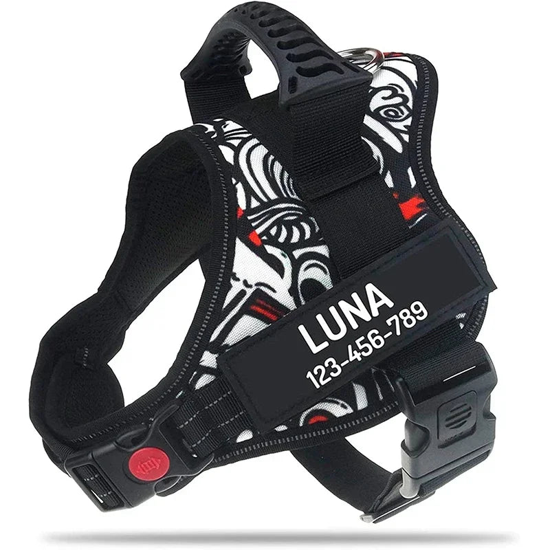 New Dog Harness High Quality Nylon Adjustable Custom ID Dog Name Small Large Dog Vest Harness