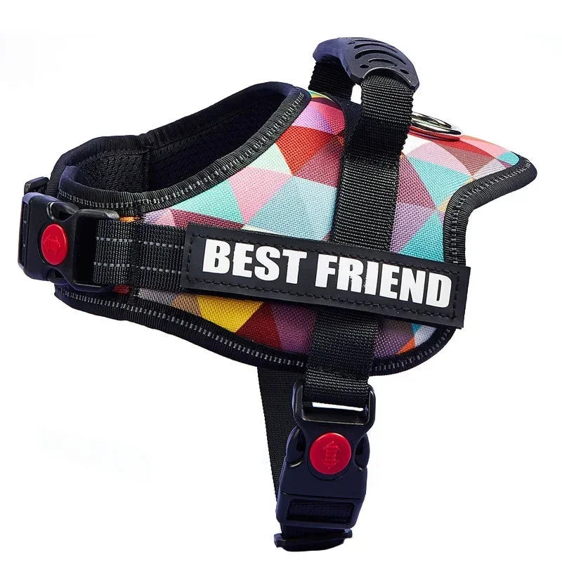 New Dog Harness High Quality Nylon Adjustable Custom ID Dog Name Small Large Dog Vest Harness