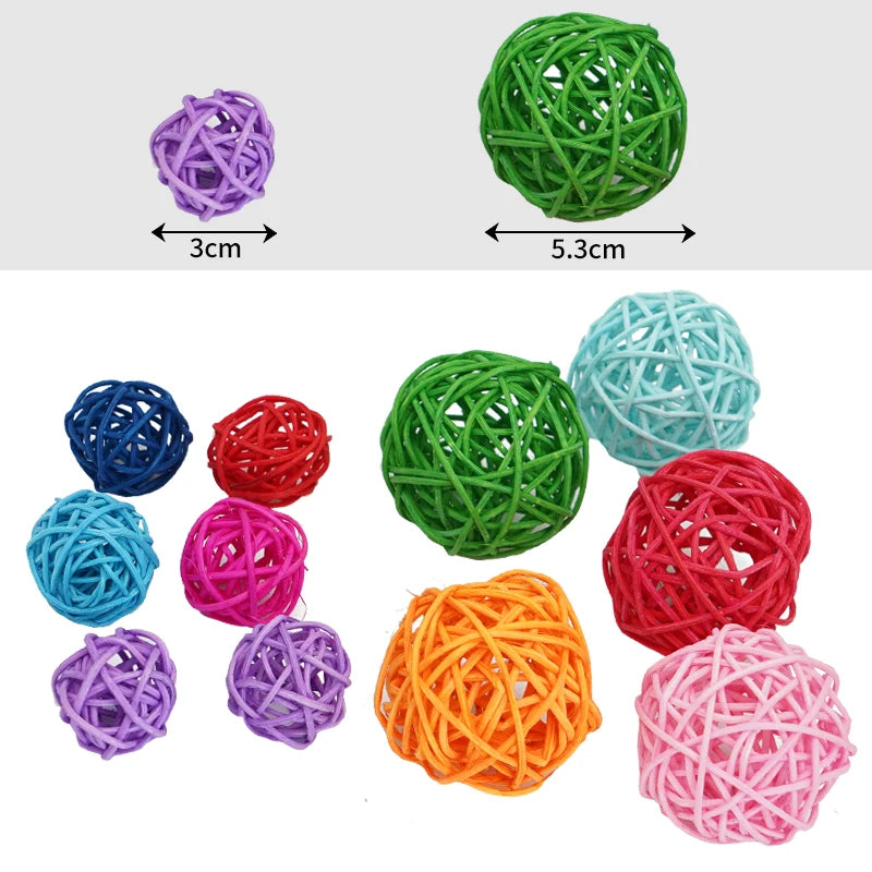 Pet Bird Toys Chewing Toys Bird Rattan Ball Toy Playing Toys 5pcs