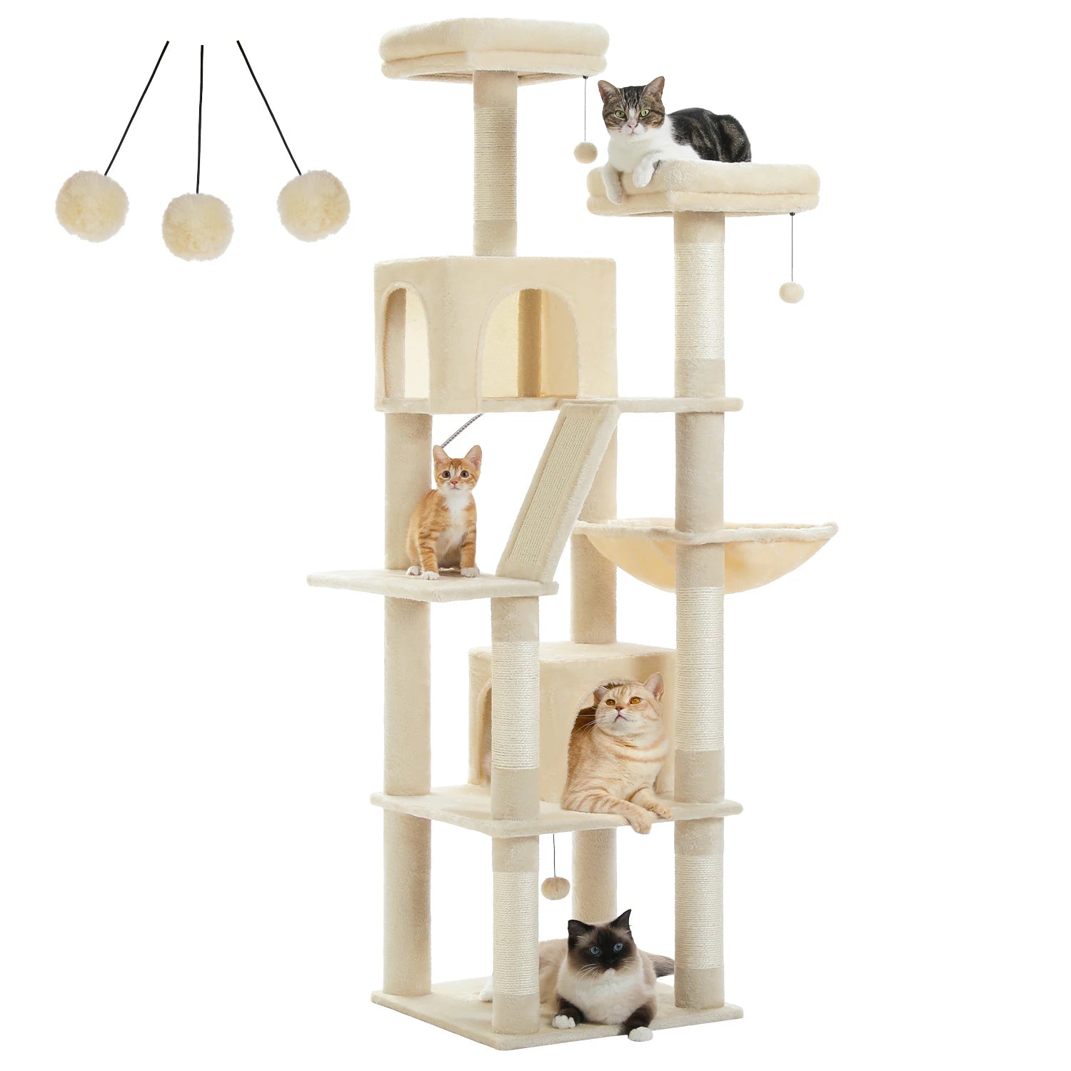 Large Cat Tree Tall Cat Tower for Indoor Cats Multi-Level Plush Cat Condo with Scratching Post