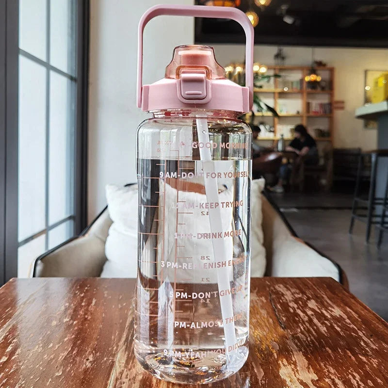 2 Liters Plastic Kettle Large Portable Travel Water Bottle with Straw