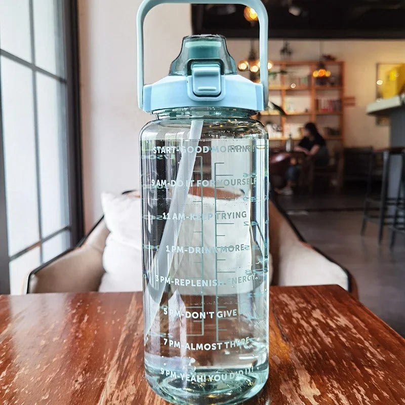 2 Liters Plastic Kettle Large Portable Travel Water Bottle with Straw