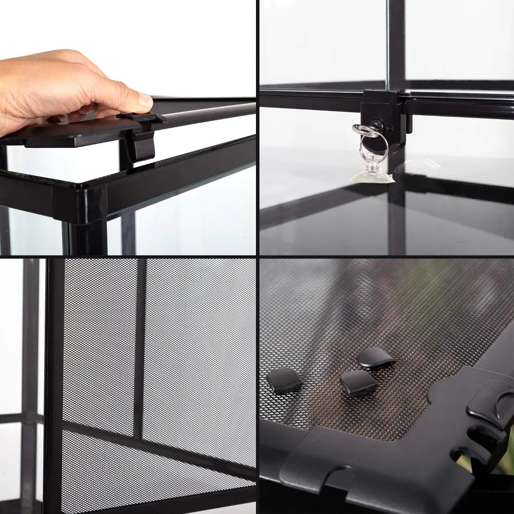 67 Gallon ,24" x18" x36" Reptile Tall Glass Terrarium Rainforest Habitat Double Hinge Door with Screen Ventilation,Easy Assembly