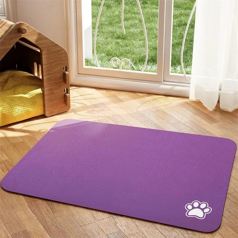 Pet Feeding Mat Absorbent Dog Cat Mat for Food and Water Easy to Clean Pet Placemats Quick Dry Mat for Messy Drinkers