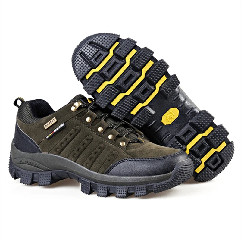 Hiking Shoes Non Slip Mountain Sneakers  Lace Up Retro Leather Shoe Sport Outdoor Trek Men Women Footwear