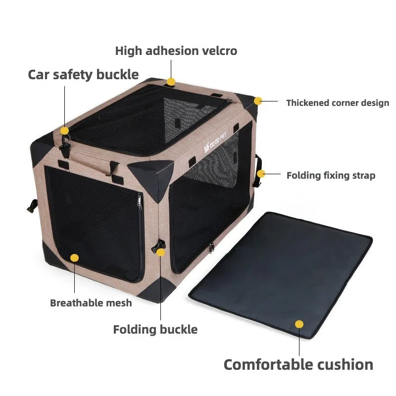 Dog Crate Travel Foldable Pet Crate for Puppy/Small Dog  Fit for Indoor & Outdoor/Car Back Seat/Trunk