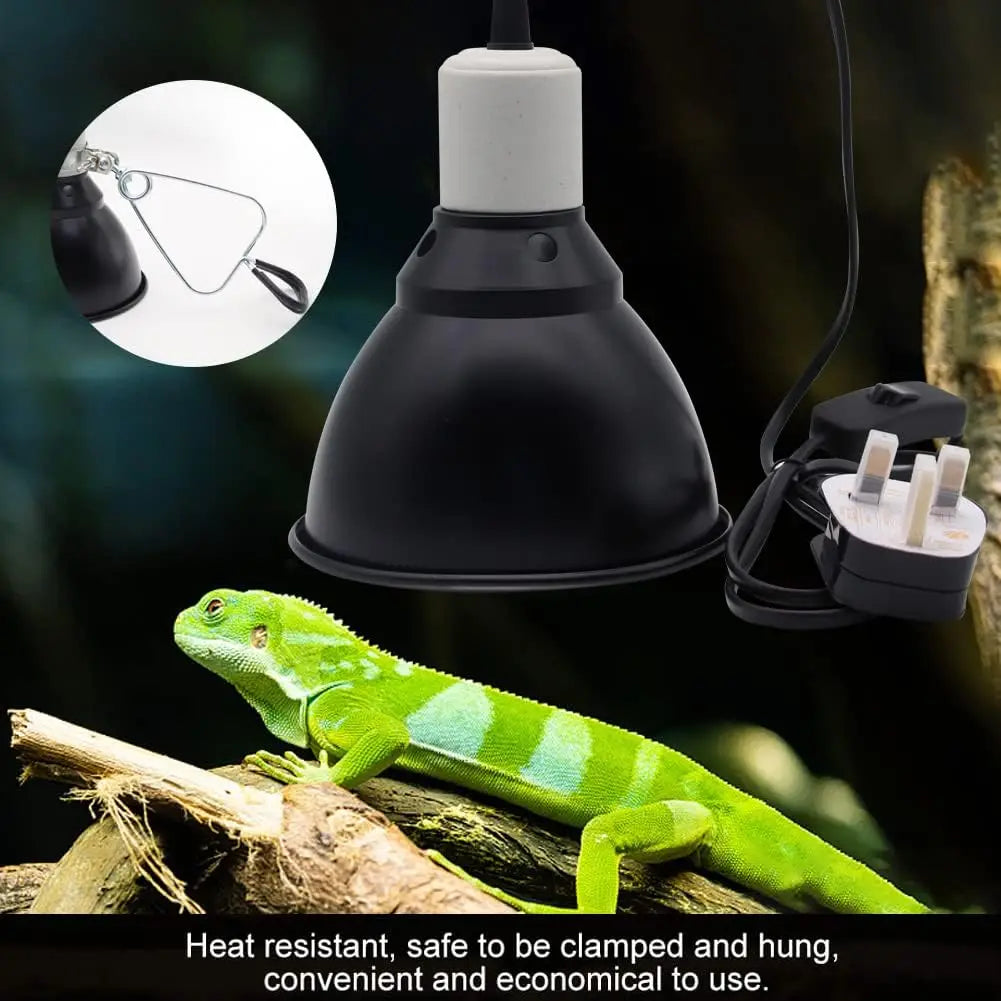 Reptile Pet Heat Lamp Holder Lampshade with Clip for UVA/UVB Bulb 300 Watt Reptile Heating Guard for Lizard Turtle Spider Chick
