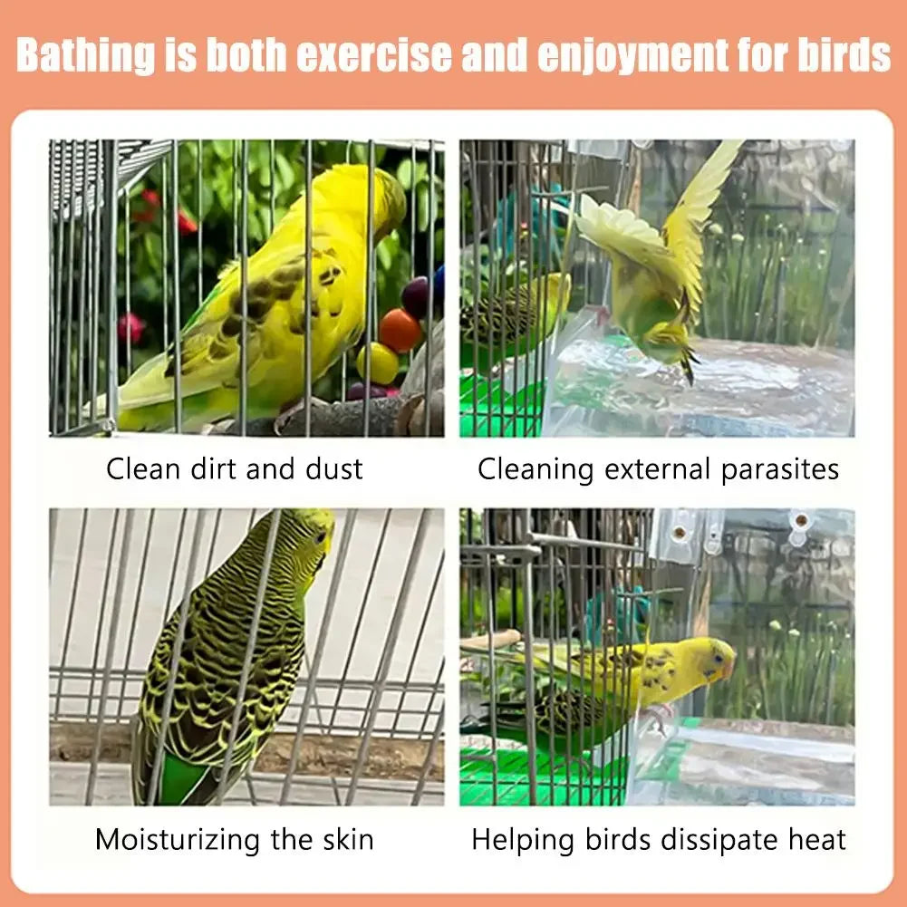 Clear Hanging Bird Bath for Cage  Bird Cage Accessories  Bathtub