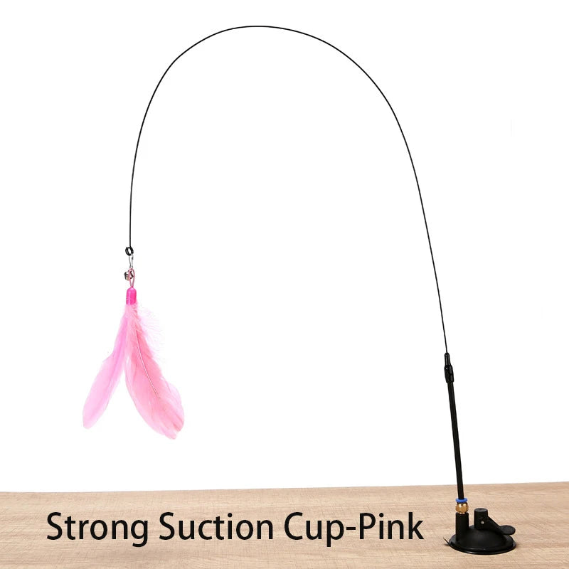 Interactive Cat Toy Handfree Cat Stick Kitten Teaser Wand Toy Suction Cup Feather Wand
Simulation Feather