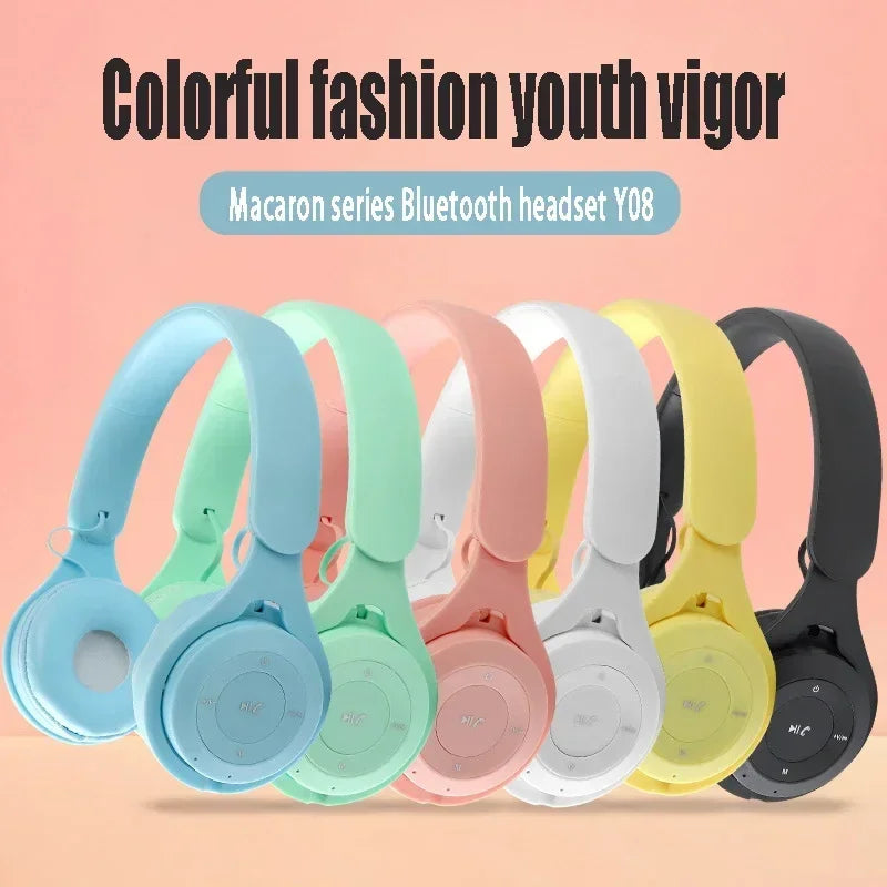 Stereo Y08 Headset 5.3 Bluetooth Headset Folding Wireless Sports Gaming Headsets Over-ear Headphones for Android ios