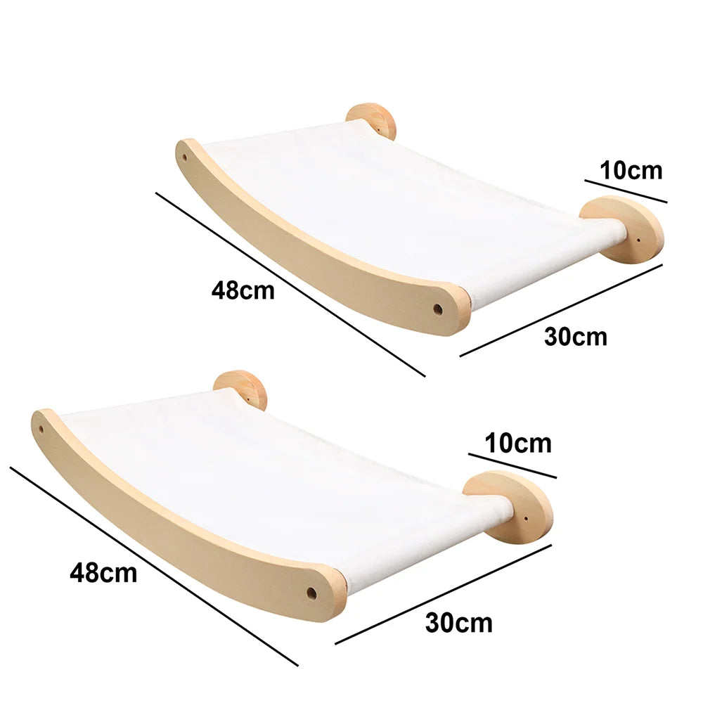 Wall Mounted Cat Tree Wooden Shelves Scratching Posts Cat tower Hammock