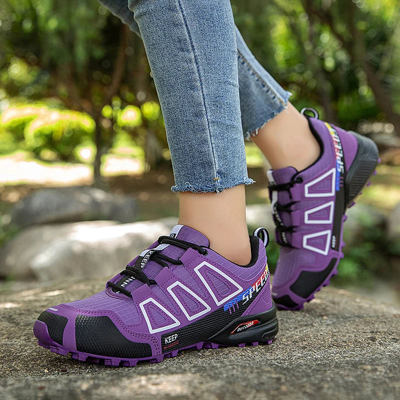 Hiking Shoes Women's Outdoor Hiking Sports Shoes, Non-slip Shoes, Breathable Lace-up Climbing Shoes, Cycling