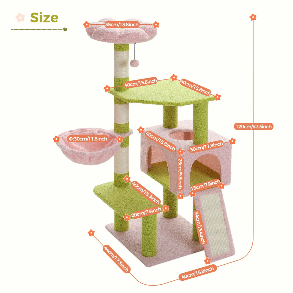 Flower Cat Tree Multi-Level Cat Tower with Sisal Covered Scratching Posts